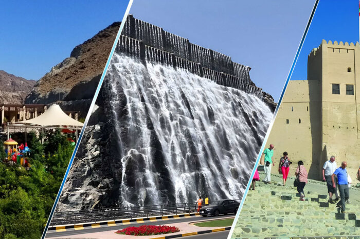 From Dubai: Fujairah (Museum – Fort – Mosque) – Khorfakkan (Waterfalls, Roman Theatre, Al Suhub Cloud Restaurant, Rafisah Dam, Kayak)
